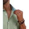 Alimens & Gentle Mens Linen Shirt Short Sleeve Button Down Shirt Casual Beach Vacation Summer Wedding Shirts(Green)