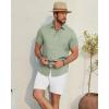 Alimens & Gentle Mens Linen Shirt Short Sleeve Button Down Shirt Casual Beach Vacation Summer Wedding Shirts(Green)