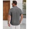 Alimens & Gentle Mens Linen Shirt Short Sleeve Button Down Shirt Casual Beach Vacation Summer Wedding Shirts(Grey)