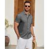 Alimens & Gentle Mens Linen Shirt Short Sleeve Button Down Shirt Casual Beach Vacation Summer Wedding Shirts(Grey)