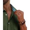 Alimens & Gentle Mens Linen Shirt Short Sleeve Button Down Shirt Casual Beach Vacation Summer Wedding Shirts(Olive Green)