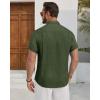 Alimens & Gentle Mens Linen Shirt Short Sleeve Button Down Shirt Casual Beach Vacation Summer Wedding Shirts(Olive Green)