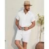 Alimens & Gentle Mens Linen Shirt Short Sleeve Button Down Shirt Casual Beach Vacation Summer Wedding Shirts(White)