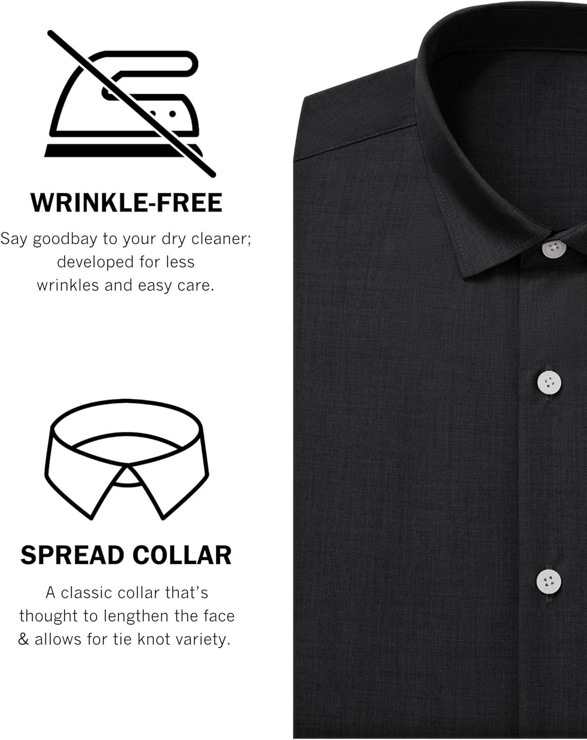 imageAlimens amp Gentle Mens Dress Shirts Wrinkle Free Regular Fit Long Sleeve Textured Business Casual Button Down ShirtsBlack