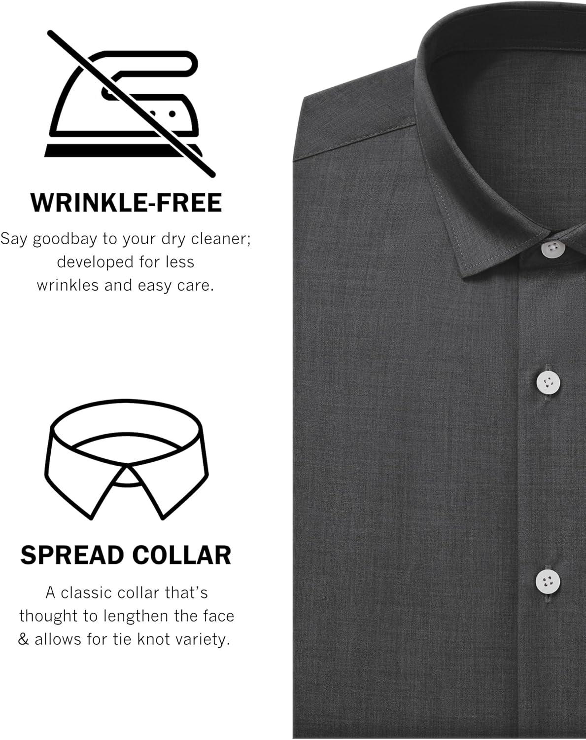 imageAlimens amp Gentle Mens Dress Shirts Wrinkle Free Regular Fit Long Sleeve Textured Business Casual Button Down ShirtsGrey