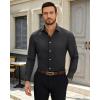 Alimens & Gentle Mens Dress Shirts Wrinkle Free Regular Fit Long Sleeve Textured Business Casual Button Down Shirts(Black)