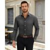 Alimens & Gentle Mens Dress Shirts Wrinkle Free Regular Fit Long Sleeve Textured Business Casual Button Down Shirts(Grey)
