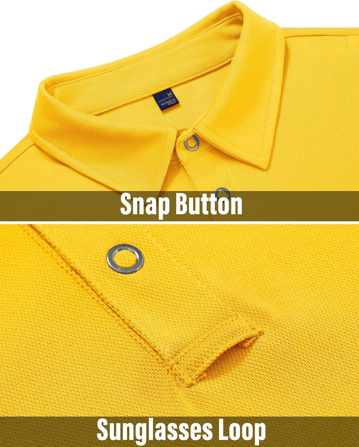 image:imageAlimens amp Gentle Mens Polo Shirt Golf Shirt Camping Dry Fit Tops Bright Yellow