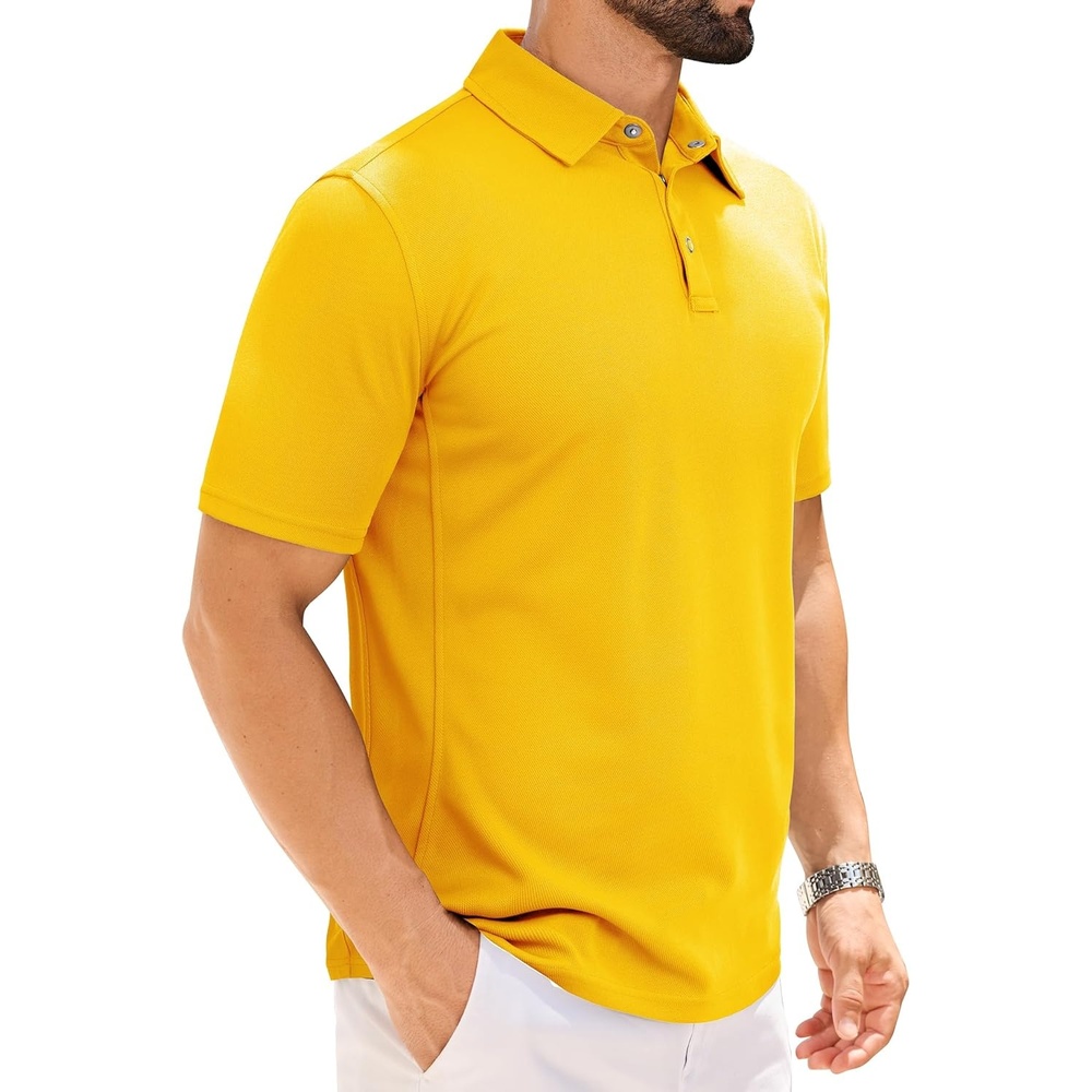 image:imageAlimens amp Gentle Mens Polo Shirt Golf Shirt Camping Dry Fit Tops Bright Yellow