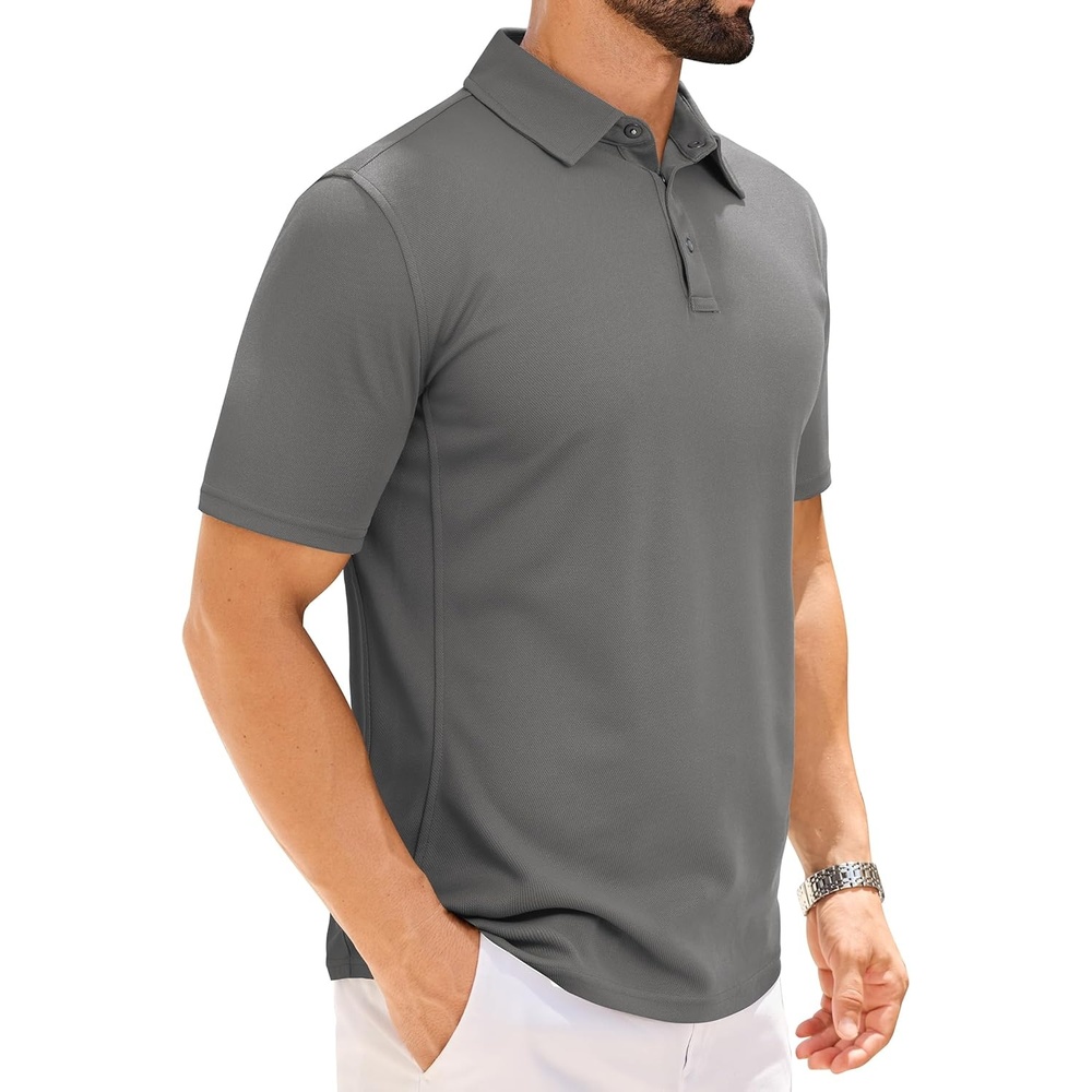 image:imageAlimens amp Gentle Mens Polo Shirt Golf Shirt Camping Dry Fit Tops Light Grey