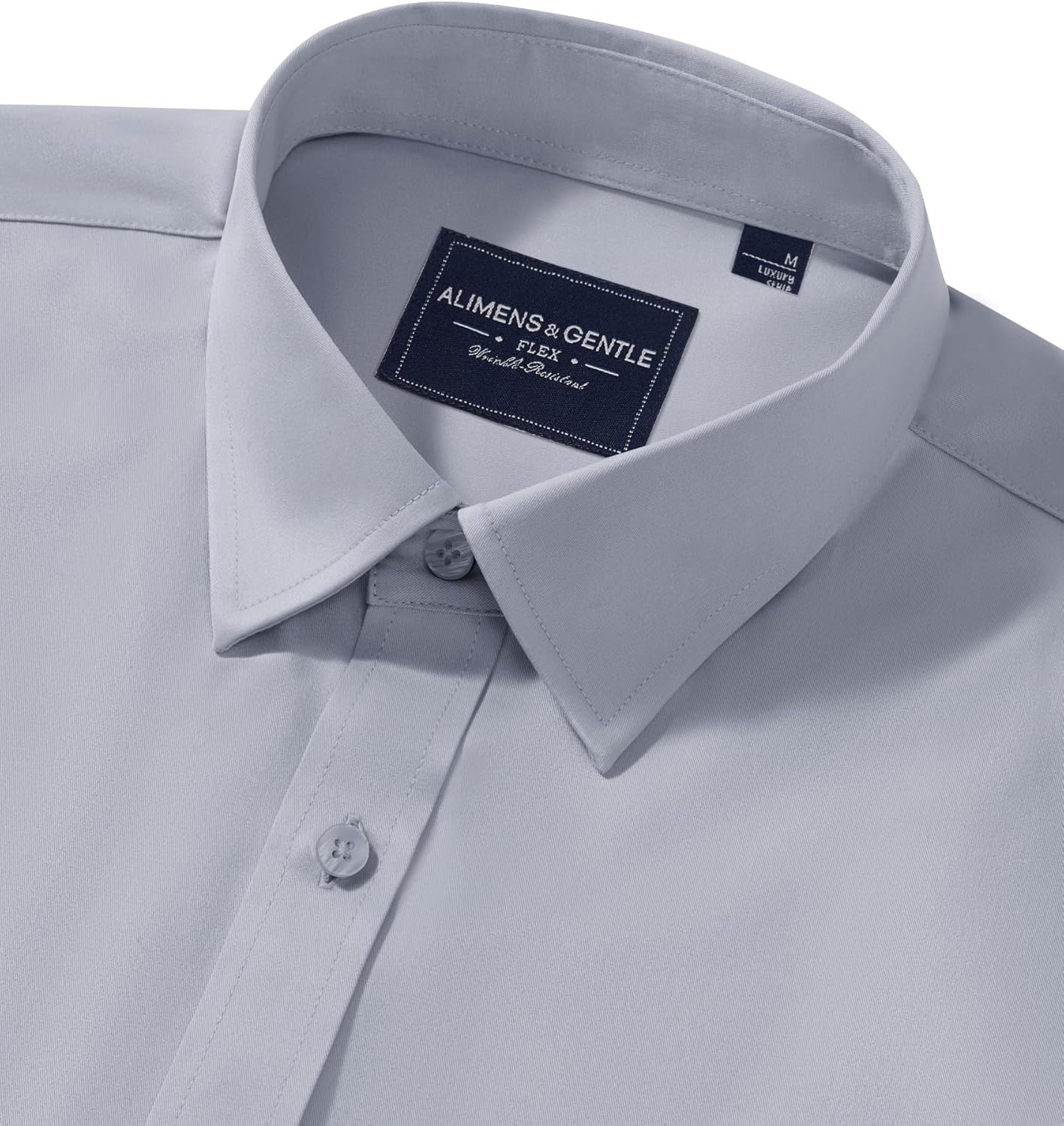 image:imageAlimens amp Gentle Mens Dress Shirts Transitional Weather Long Sleeve Stretch WrinkleFree Button Down TopSilver