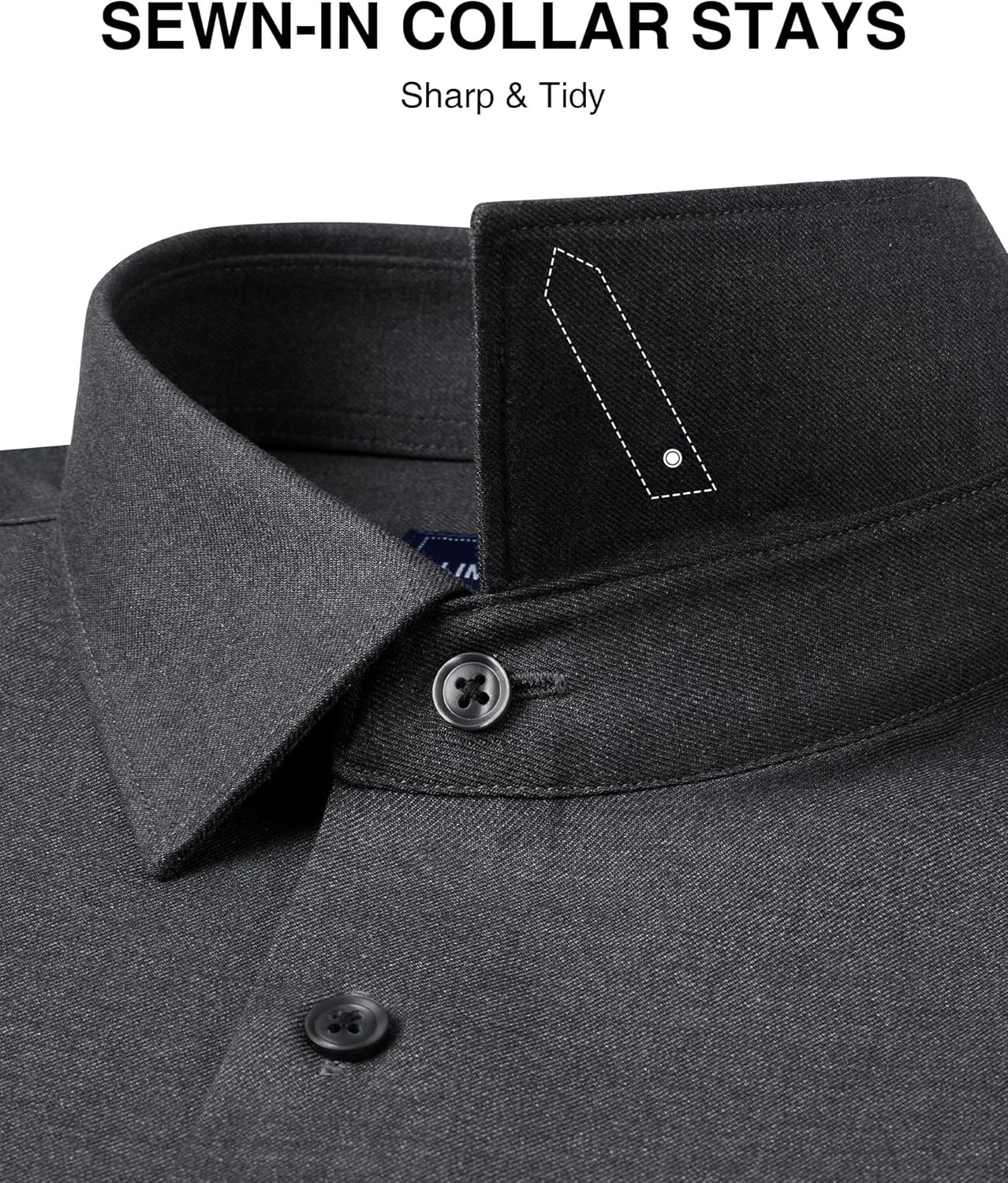 image:imageAlimens amp Gentle Mens Premium Dress Shirts Wool Modal Performance Wrinkle Free Button Down ShirtDark Grey