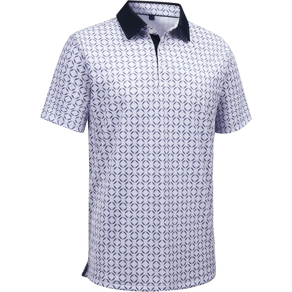 image:imageAlimens amp Gentle Golf Polo Shirts for Men Short Sleeve Print Dry Fit Moisture Wicking Stretch Collared Business Casual ShirtBlue Circle Square