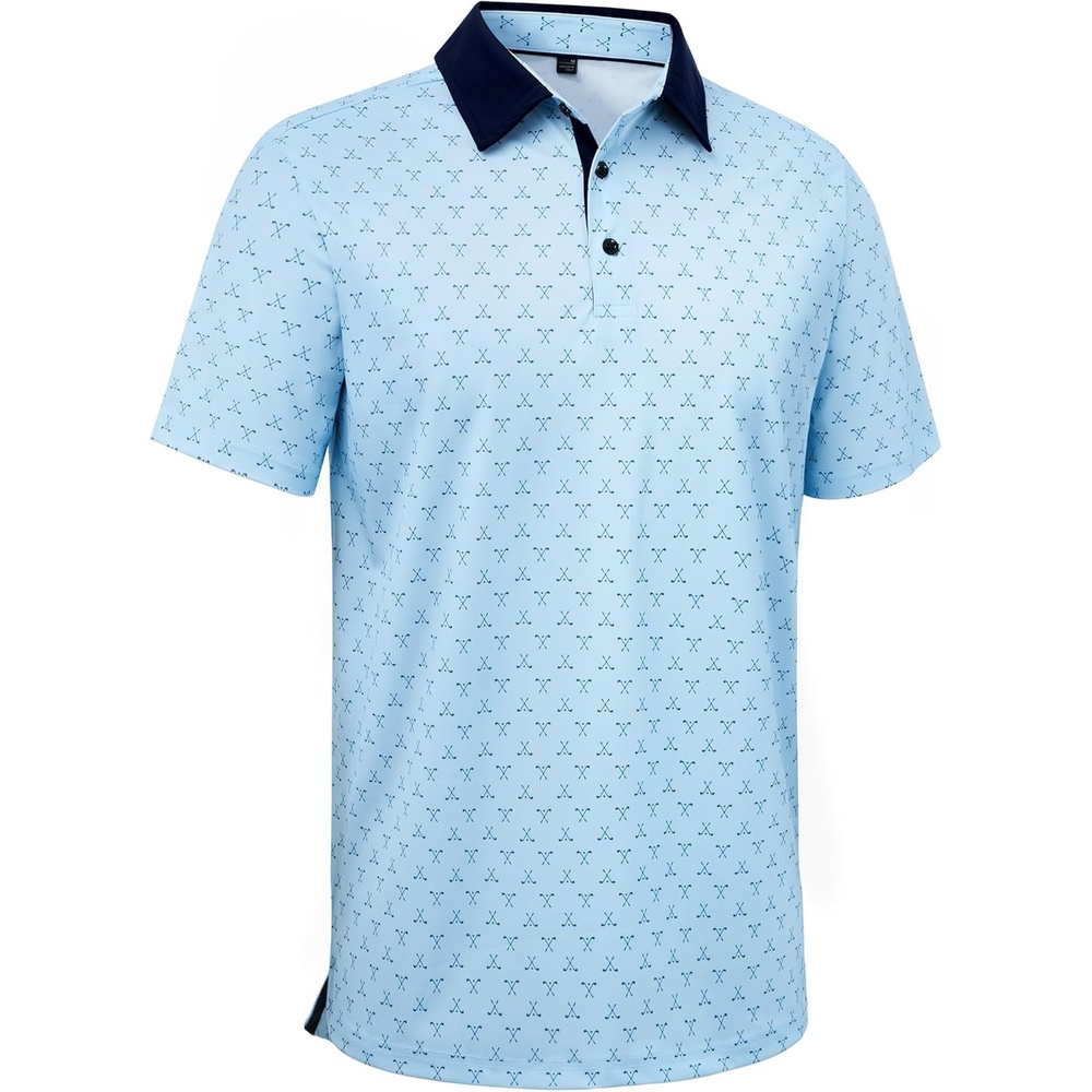 image:imageAlimens amp Gentle Golf Polo Shirts for Men Short Sleeve Print Dry Fit Moisture Wicking Stretch Collared Business Casual ShirtLight Blue Golfs Club
