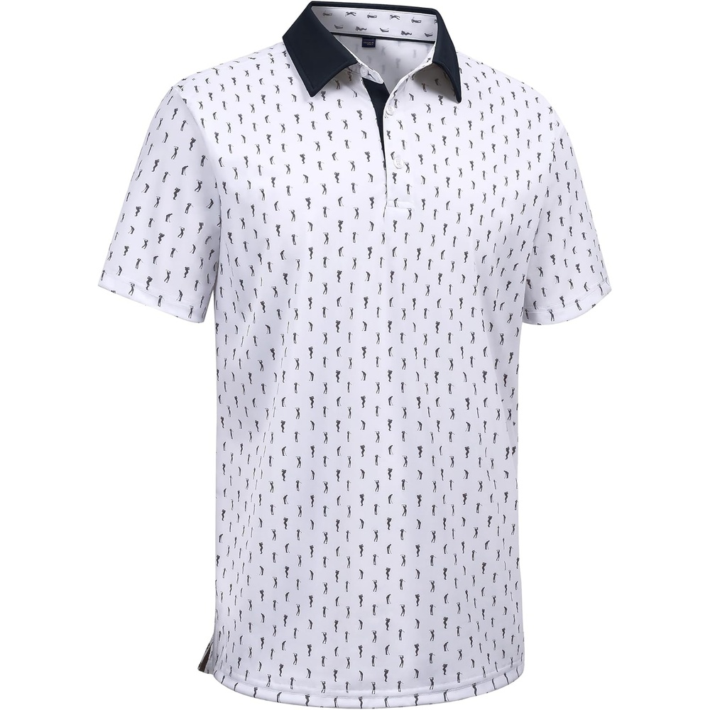 image:imageAlimens amp Gentle Golf Polo Shirts for Men Short Sleeve Print Dry Fit Moisture Wicking Stretch Collared Business Casual ShirtWhite Golf Club
