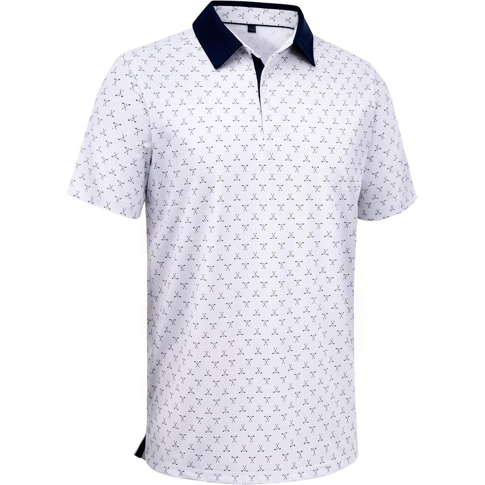 image:imageAlimens amp Gentle Golf Polo Shirts for Men Short Sleeve Print Dry Fit Moisture Wicking Stretch Collared Business Casual ShirtWhite Golfs Club