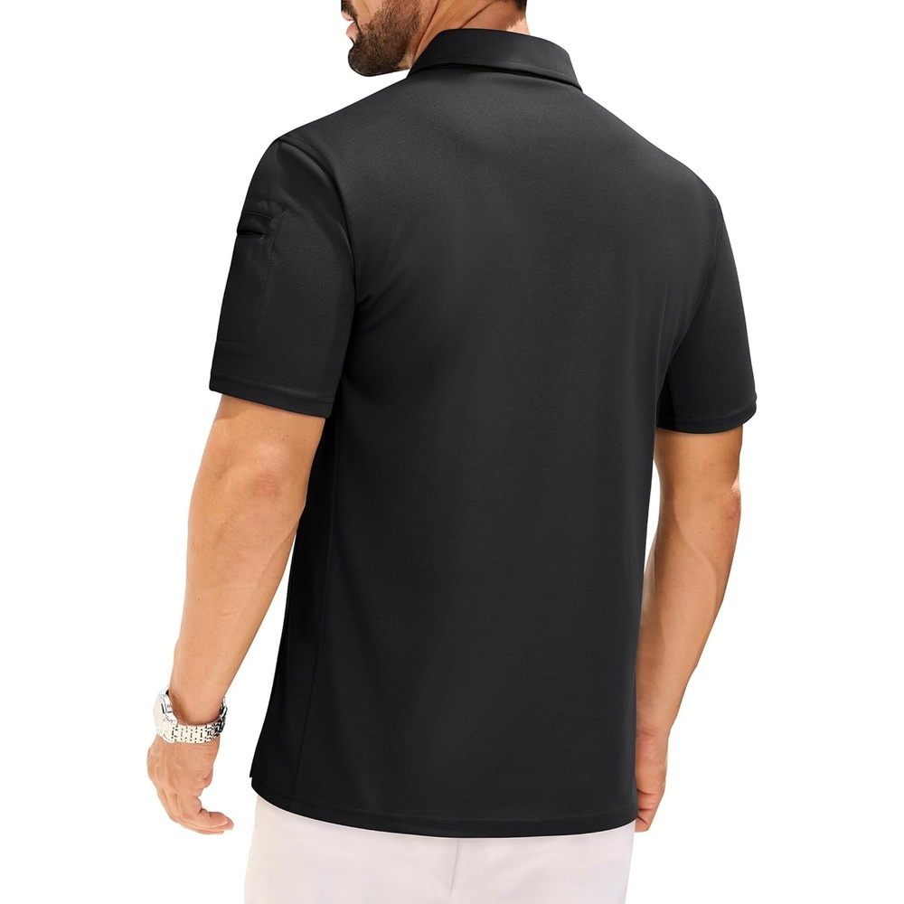 image:imageAlimens amp Gentle Polo Shirts for Men Short Sleeve Golf Shirt Camping Dry Fit Tops with Pocket Dark Black
