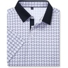 Alimens & Gentle Golf Polo Shirts for Men Short Sleeve Print Dry Fit Moisture Wicking Stretch Collared Business Casual Shirt(Blue Circle Square)