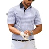 Alimens & Gentle Golf Polo Shirts for Men Short Sleeve Print Dry Fit Moisture Wicking Stretch Collared Business Casual Shirt(Blue Circle Square)