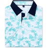 Alimens & Gentle Golf Polo Shirts for Men Short Sleeve Print Dry Fit Moisture Wicking Stretch Collared Business Casual Shirt(Blue Coconut Beach)
