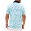 Alimens & Gentle Golf Polo Shirts for Men Short Sleeve Print Dry Fit Moisture Wicking Stretch Collared Business Casual Shirt(Blue Coconut Beach)