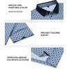 Alimens & Gentle Golf Polo Shirts for Men Short Sleeve Print Dry Fit Moisture Wicking Stretch Collared Business Casual Shirt(Blue Grey Square)