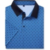 Alimens & Gentle Golf Polo Shirts for Men Short Sleeve Print Dry Fit Moisture Wicking Stretch Collared Business Casual Shirt(Blue Square)