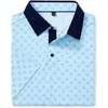Alimens & Gentle Golf Polo Shirts for Men Short Sleeve Print Dry Fit Moisture Wicking Stretch Collared Business Casual Shirt(Light Blue Golfs Club)