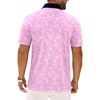 Alimens & Gentle Golf Polo Shirts for Men Short Sleeve Print Dry Fit Moisture Wicking Stretch Collared Business Casual Shirt(Pink Coconut Beach)