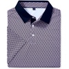 Alimens & Gentle Golf Polo Shirts for Men Short Sleeve Print Dry Fit Moisture Wicking Stretch Collared Business Casual Shirt(Purple Square)