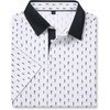 Alimens & Gentle Golf Polo Shirts for Men Short Sleeve Print Dry Fit Moisture Wicking Stretch Collared Business Casual Shirt(White Golf Club)