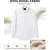 Alimens & Gentle Men’s Premium Dress Shirts – Wool Modal Performance Wrinkle Free Button Down Shirt(White)