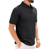 Alimens & Gentle Polo Shirts for Men Short Sleeve Golf Shirt Camping Dry Fit Tops with Pocket Dark Black