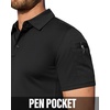 Alimens & Gentle Polo Shirts for Men Short Sleeve Golf Shirt Camping Dry Fit Tops with Pocket Dark Black