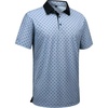 Alimens & Gentle Golf Polo Shirts for Men Short Sleeve Print Dry Fit Moisture Wicking Stretch Collared Business Casual Shirt(Blue Grey Square)