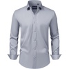 Alimens & Gentle Men’s Dress Shirts Transitional Weather Long Sleeve Stretch Wrinkle-Free Button Down Top(Silver)