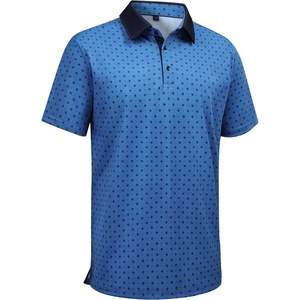Alimens & Gentle Golf Polo Shirts for Men Short Sleeve Print Dry Fit Moisture Wicking Stretch Collared Business Casual Shirt(Blue Square)
