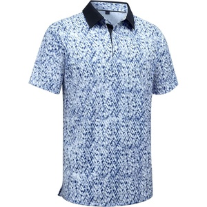 Alimens & Gentle Golf Polo Shirts for Men Short Sleeve Print Dry Fit Moisture Wicking Stretch Collared Business Casual Shirt(Blue White Mosaic)