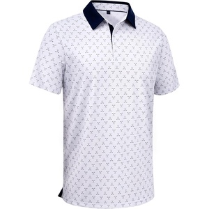 Alimens & Gentle Golf Polo Shirts for Men Short Sleeve Print Dry Fit Moisture Wicking Stretch Collared Business Casual Shirt(White Golfs Club)