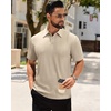 Alimens & Gentle Tan Polo Shirts for Men Short Sleeve Textured Knit Stretch Summer Beach Casual Party Golf Shirt 2XL