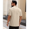 Alimens & Gentle Tan Polo Shirts for Men Short Sleeve Textured Knit Stretch Summer Beach Casual Party Golf Shirt 2XL