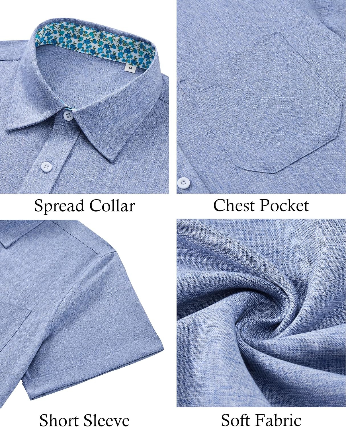 image:imageAlimens amp Gentle Mens Linen Shirt Short Sleeve Button Down Shirt Casual Beach Vacation Summer Wedding ShirtsBlue