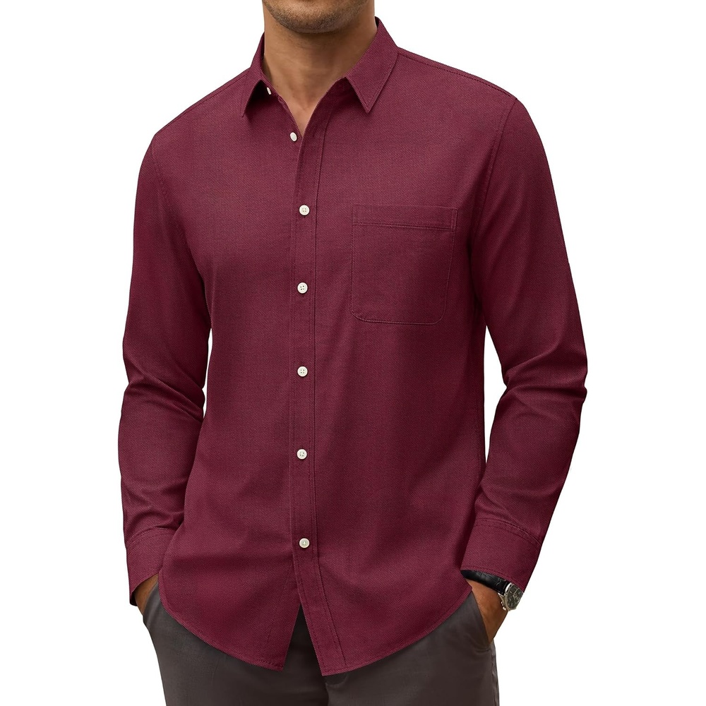 image:imageAlimens amp Gentle Stretch Mens Oxford Shirt Long Sleeve Dress Shirt Casual Work Business Button Down Shirts with PocketBurgundy