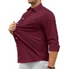 Alimens & Gentle Stretch Mens Oxford Shirt Long Sleeve Dress Shirt Casual Work Business Button Down Shirts with Pocket(Burgundy)