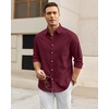 Alimens & Gentle Stretch Mens Oxford Shirt Long Sleeve Dress Shirt Casual Work Business Button Down Shirts with Pocket(Burgundy)