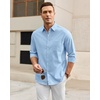 Alimens & Gentle Stretch Mens Oxford Shirt Long Sleeve Dress Shirt Casual Work Business Button Down Shirts with Pocket(Light Blue)