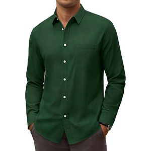 Alimens & Gentle Stretch Mens Oxford Shirt Long Sleeve Dress Shirt Casual Work Business Button Down Shirts with Pocket(Dark Green)