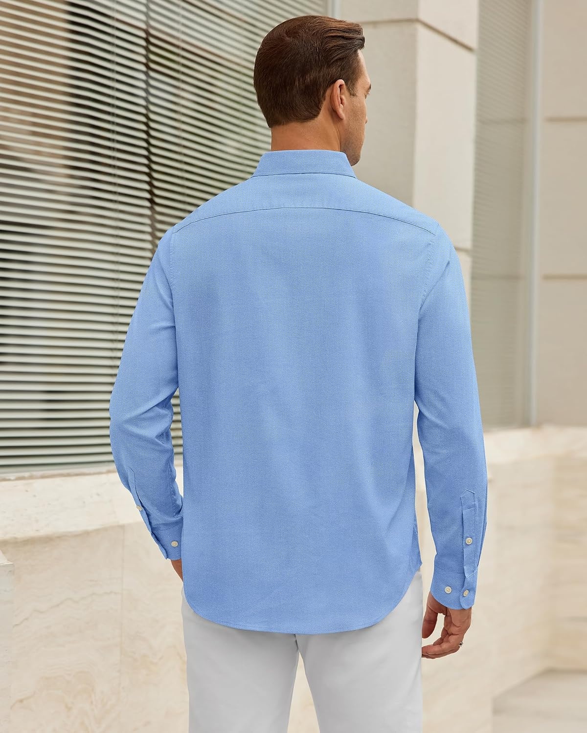 image:imageAlimens amp Gentle Stretch Mens Oxford Shirt Long Sleeve Dress Shirt Casual Work Business Button Down Shirts with PocketBlue