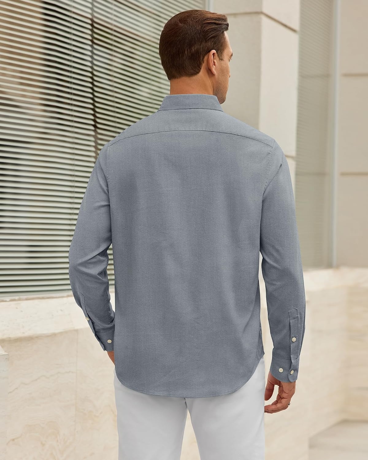 image:imageAlimens amp Gentle Stretch Mens Oxford Shirt Long Sleeve Dress Shirt Casual Work Business Button Down Shirts with PocketGrey