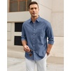 Alimens & Gentle Stretch Mens Oxford Shirt Long Sleeve Dress Shirt Casual Work Business Button Down Shirts with Pocket(Dusty Blue)